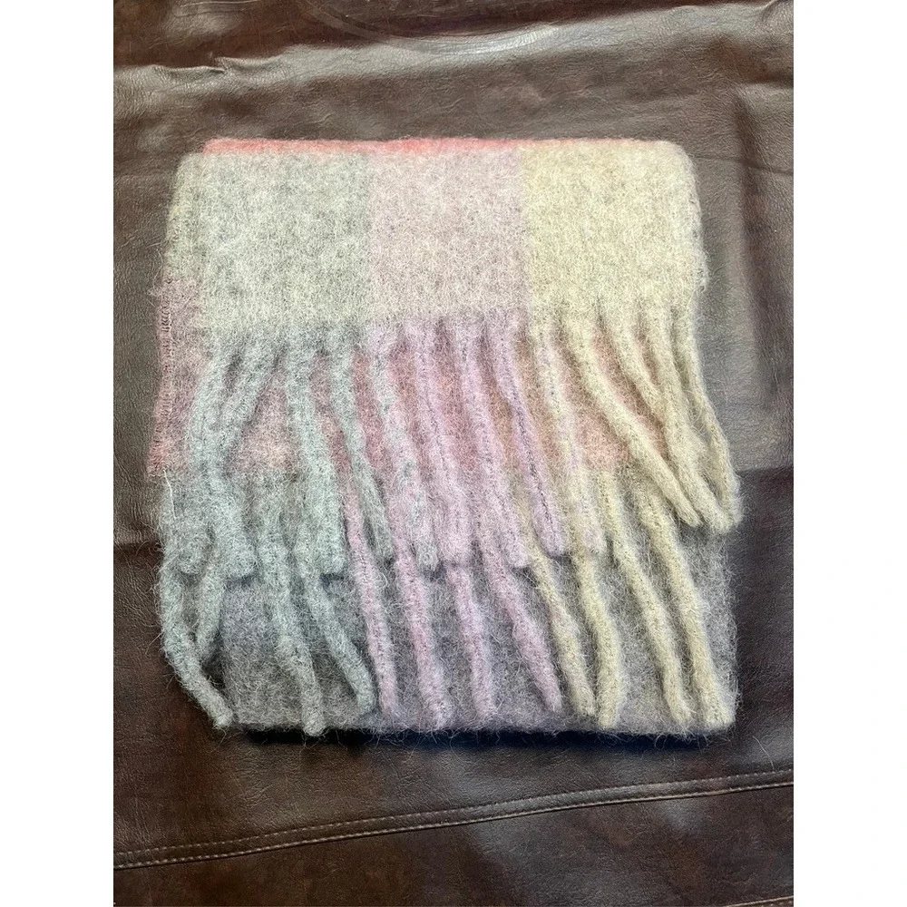 Acne Pink and Gray Striped Scarf - Picture 5 of 10